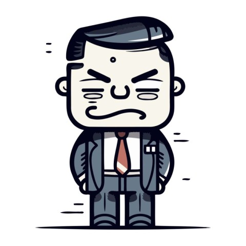 Angry boss cartoon character. Vector clip art illustration with