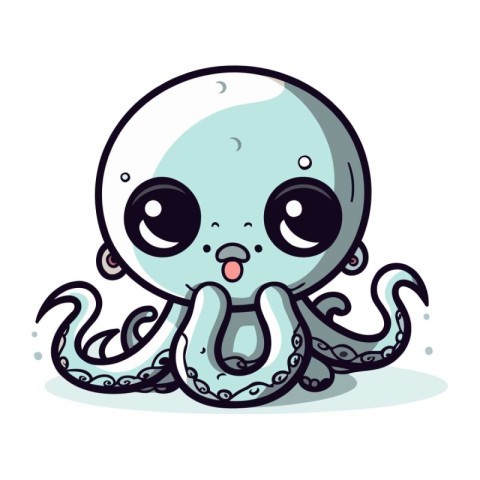 Cute cartoon octopus. Vector illustration on a white background.