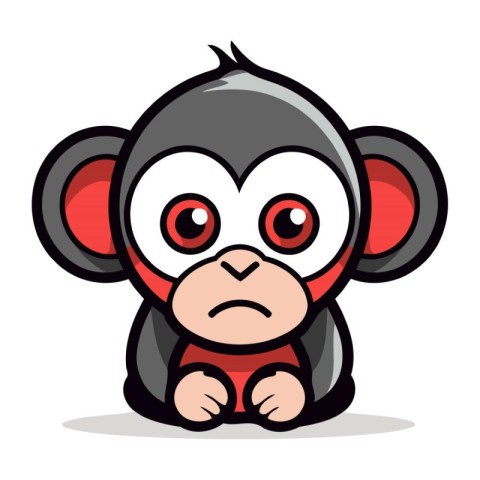 Cute Monkey Face Cartoon Mascot Character Vector Icon Illustrati