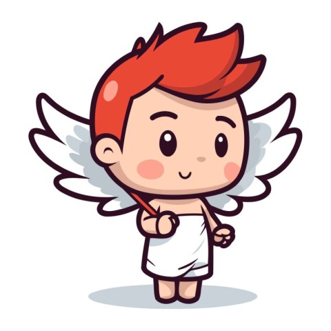 Cupid boy with wings cartoon character vector illustration. Cupi