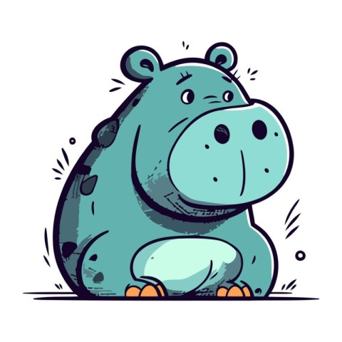 Cartoon hippo. Vector illustration of a funny hippo.