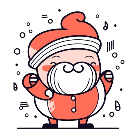 Cute cartoon Santa Claus. Vector illustration. Line art design.