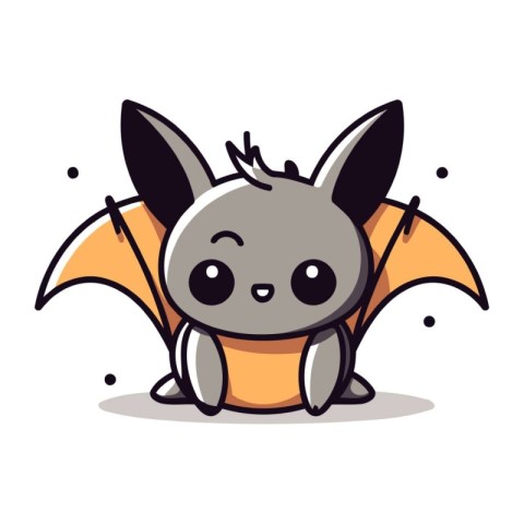 Cute Bat Animal Cartoon Mascot Character Vector Illustration.