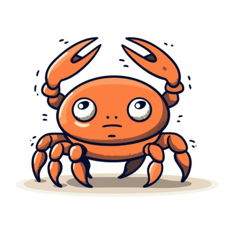 Cute cartoon crab. Vector illustration. Isolated on white backgr