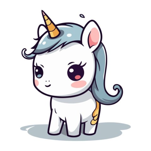 Cute cartoon unicorn isolated on a white background. Vector illu