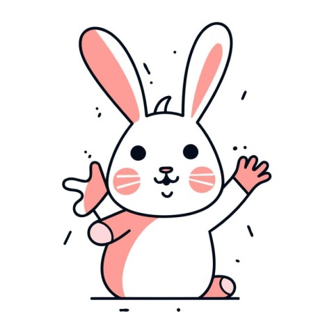 Cute cartoon rabbit. Vector illustration in a flat linear style.