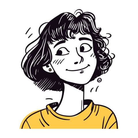 Vector illustration of a young woman with a smile on her face.