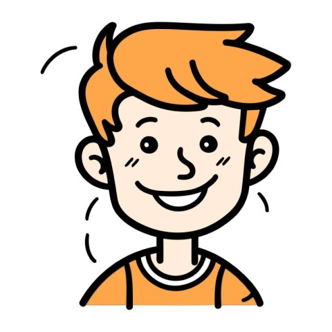 Cute cartoon boy smiling. Vector illustration of happy little bo