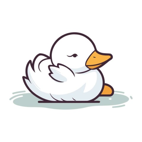 Cute little duck isolated on white background. Vector cartoon il