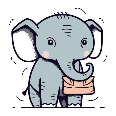 Cute cartoon elephant. Vector illustration of an elephant with a