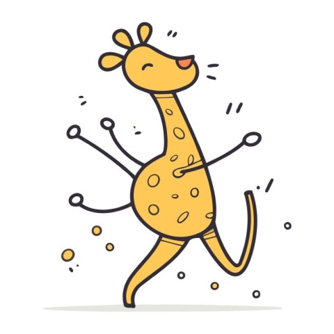 Cute cartoon giraffe. Vector illustration in doodle style.