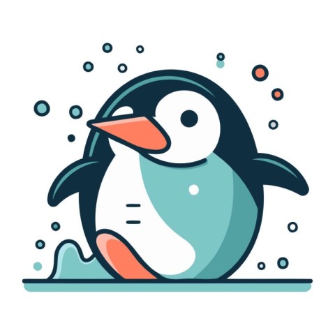 Cute cartoon penguin. Vector illustration in a flat style.