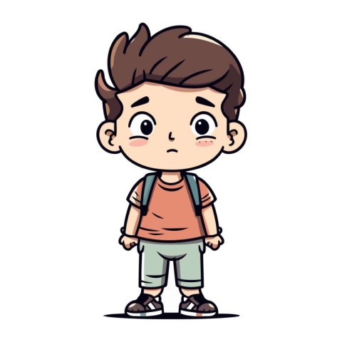 Cute little boy with backpack. Vector illustration of a child.