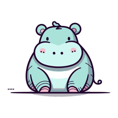 Cute hippopotamus. Vector illustration in flat cartoon style.