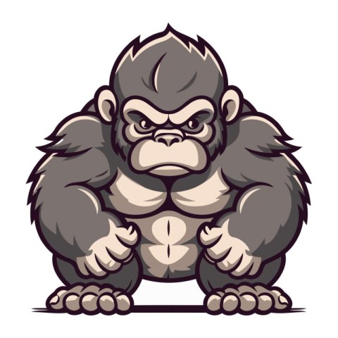 Vector illustration of a gorilla mascot. Isolated on white backg