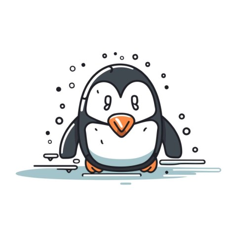 Cute cartoon penguin character. Vector illustration on white bac