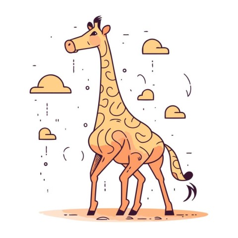 Giraffe in the sky. Vector illustration in flat style.