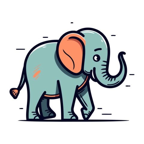 Cute elephant cartoon vector illustration. Childish hand drawn s