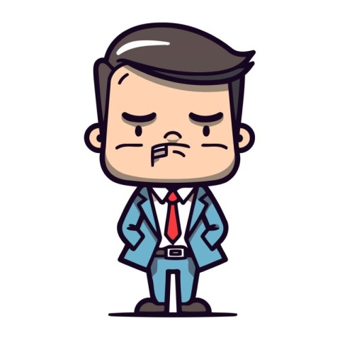 Sad Businessman   Retro Cartoon Vector Illustration