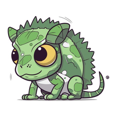 Cute cartoon chameleon. Vector illustration on white background.