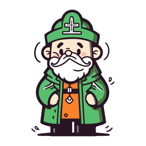 Cartoon character of Santa Claus wearing a green coat. Vector il