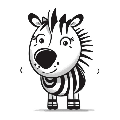 Cute zebra cartoon character. Vector illustration isolated on wh