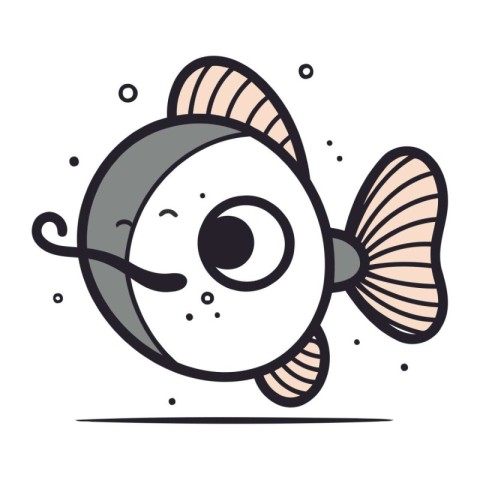 Cute cartoon fish in doodle style. Vector illustration.