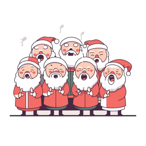 Cartoon santa claus characters. Merry christmas vector illustrat