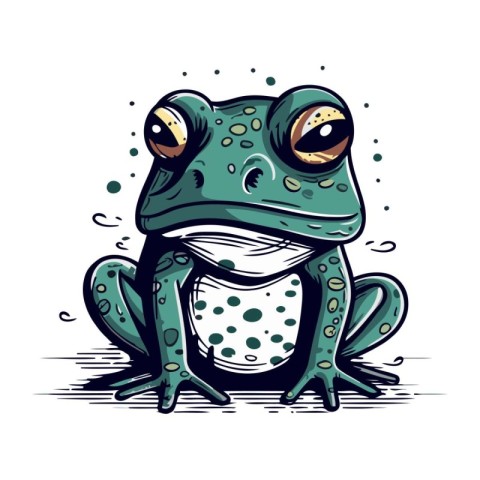 Cute cartoon frog. Vector illustration. Isolated on white backgr