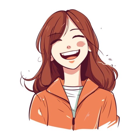 Vector illustration of a happy smiling young woman in orange hoo