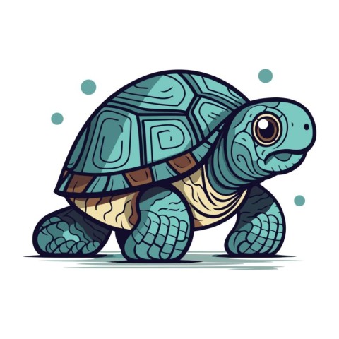 Cute cartoon turtle. Vector illustration isolated on a white bac