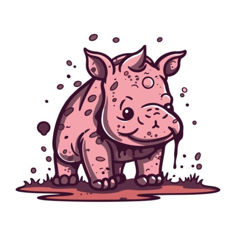 Hippo. Vector illustration. Isolated on white background.