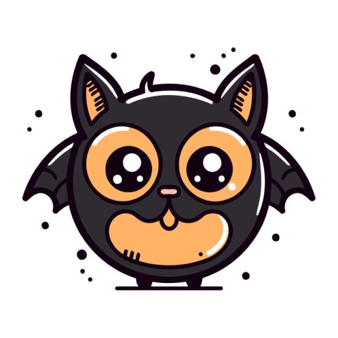 Cute cartoon halloween vector illustration. Cute cartoon bat.