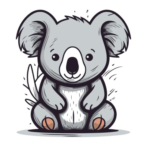 Cute koala vector illustration. Hand drawn cute koala.