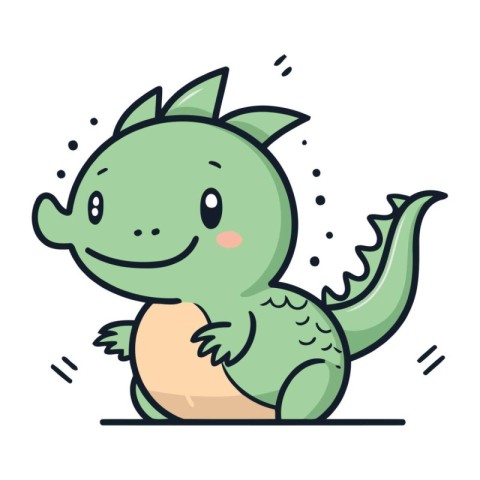 Cute green crocodile. Vector illustration isolated on white back