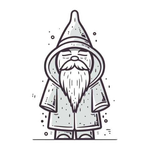 Vector illustration of Santa Claus with beard in a raincoat. Mer