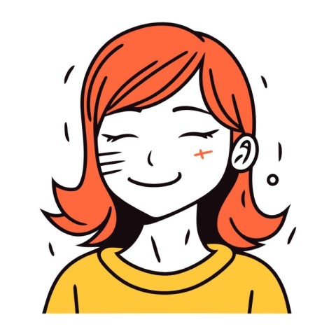 Young woman with red hair. Vector illustration in doodle style.