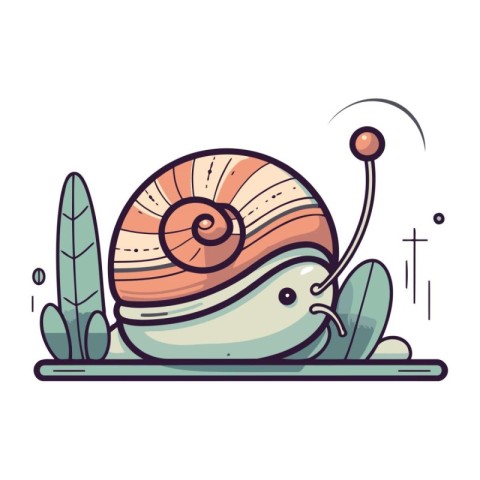 Cute cartoon snail. Vector illustration in a flat style on a whi