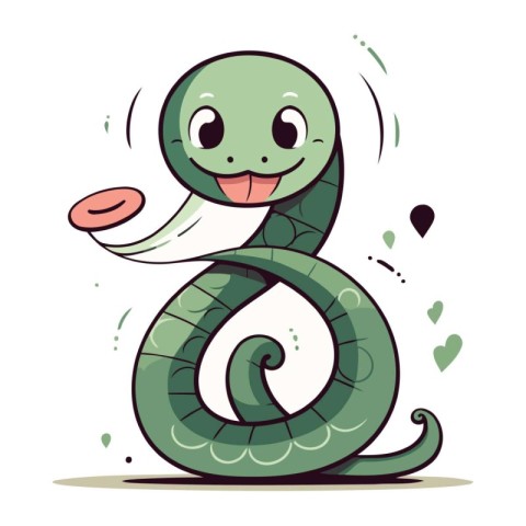 Cute cartoon snake isolated on a white background. Vector illust