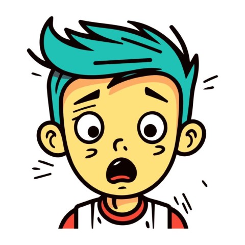 Angry boy with green hair. Vector illustration in cartoon style.