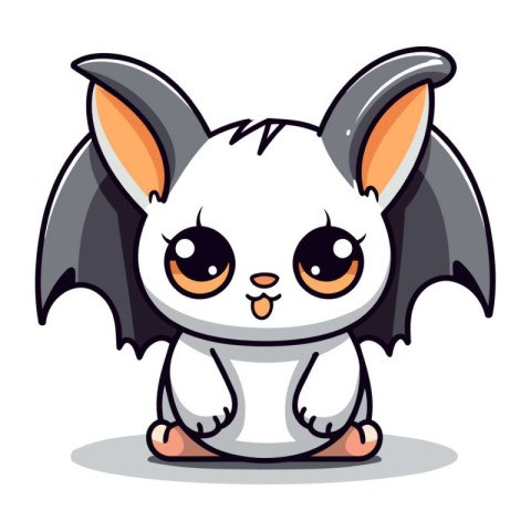 Cute cartoon bat. Vector illustration isolated on a white backgr