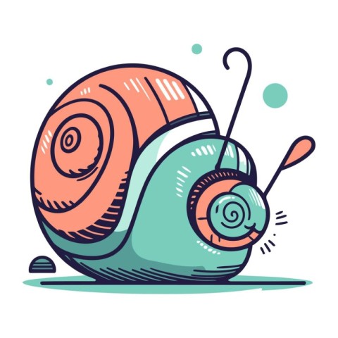 Cartoon funny snail. Vector illustration. Isolated on white back