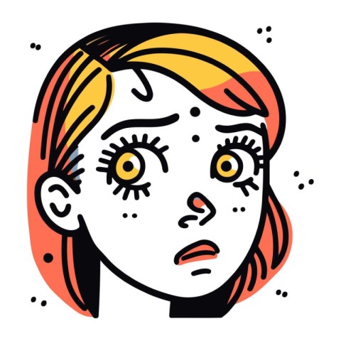 Young woman with freckles. vector illustration in cartoon comic