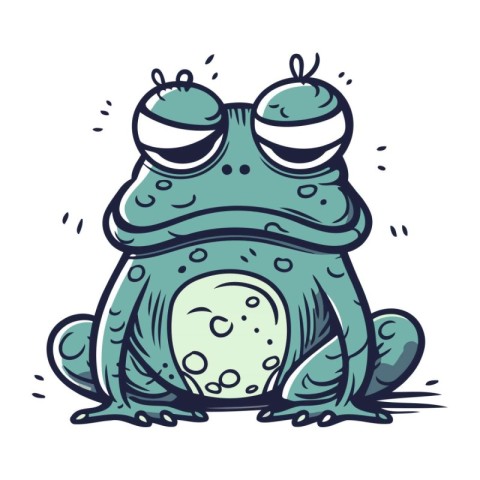 Cute cartoon frog isolated on white background. Vector hand draw