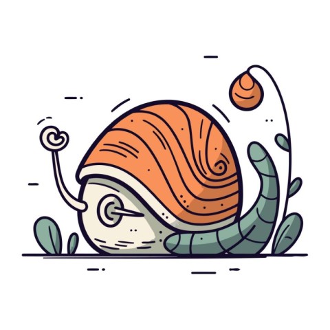 Snail cartoon vector illustration. Cute and funny snail characte