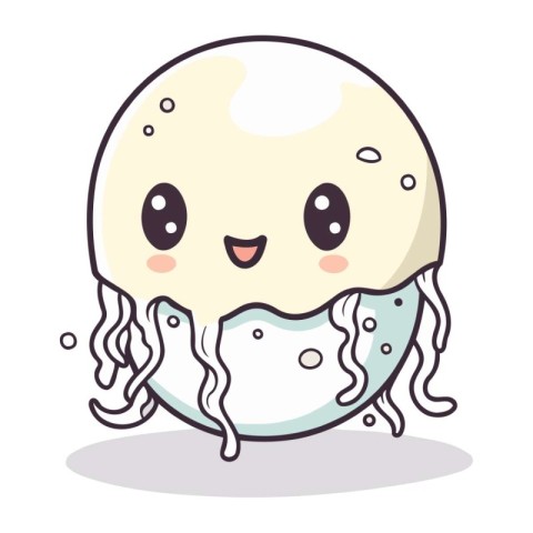 Cute jellyfish cartoon character vector illustration. Cute jelly