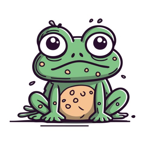 Frog with a big eyes. Cute cartoon vector illustration.