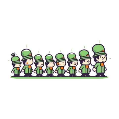 Illustration of a group of Leprechaun standing in line