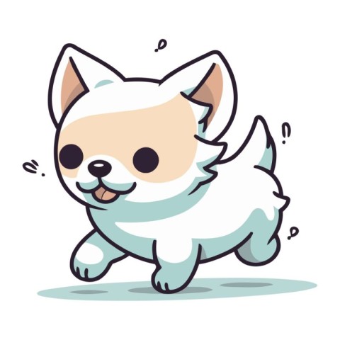 Cute cartoon welsh corgi dog running. Vector illustration.