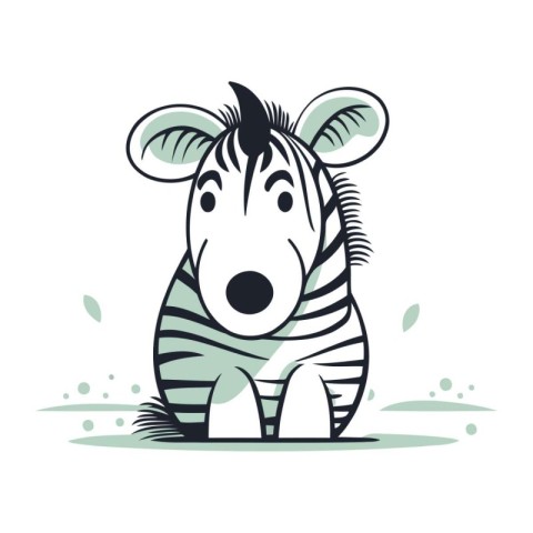 Zebra. Vector illustration of a cute cartoon zebra on a white ba